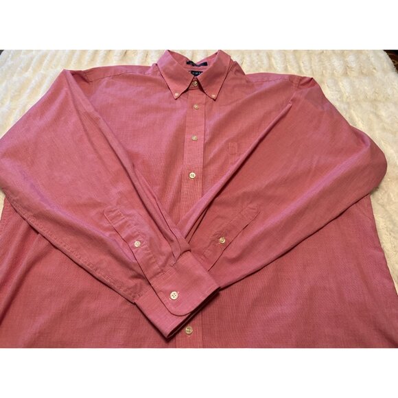 Men's Chaps Classic Fit Wrinkle Pink Button-Down Dress Shirt Cotton Blend Size X - Picture 14 of 16